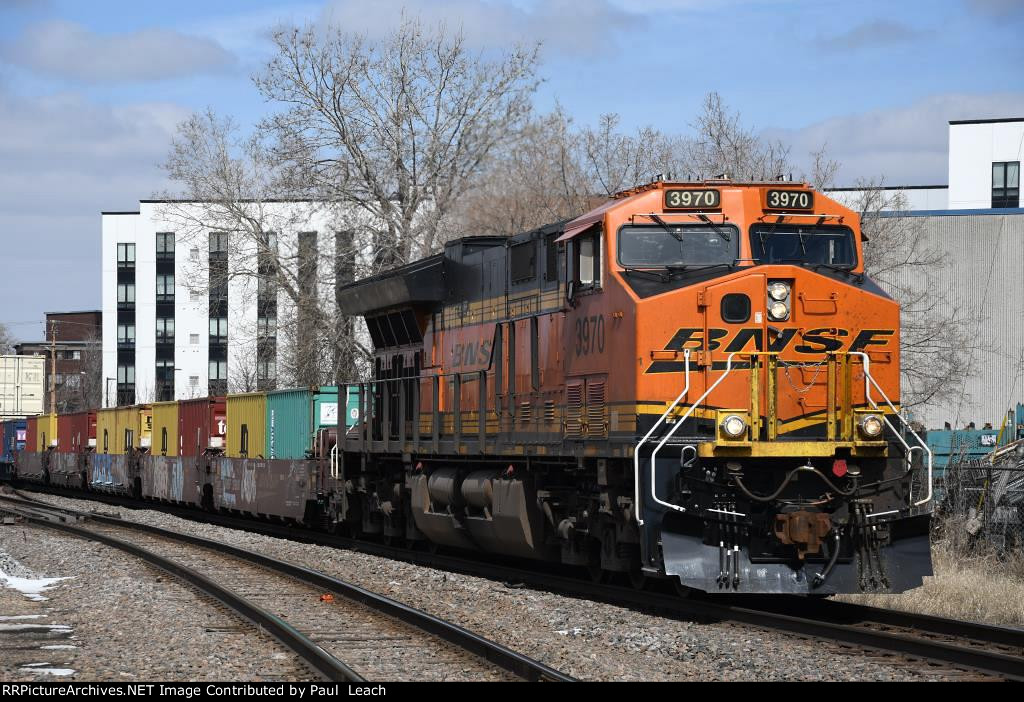 Stack train rolls east through Van Buren